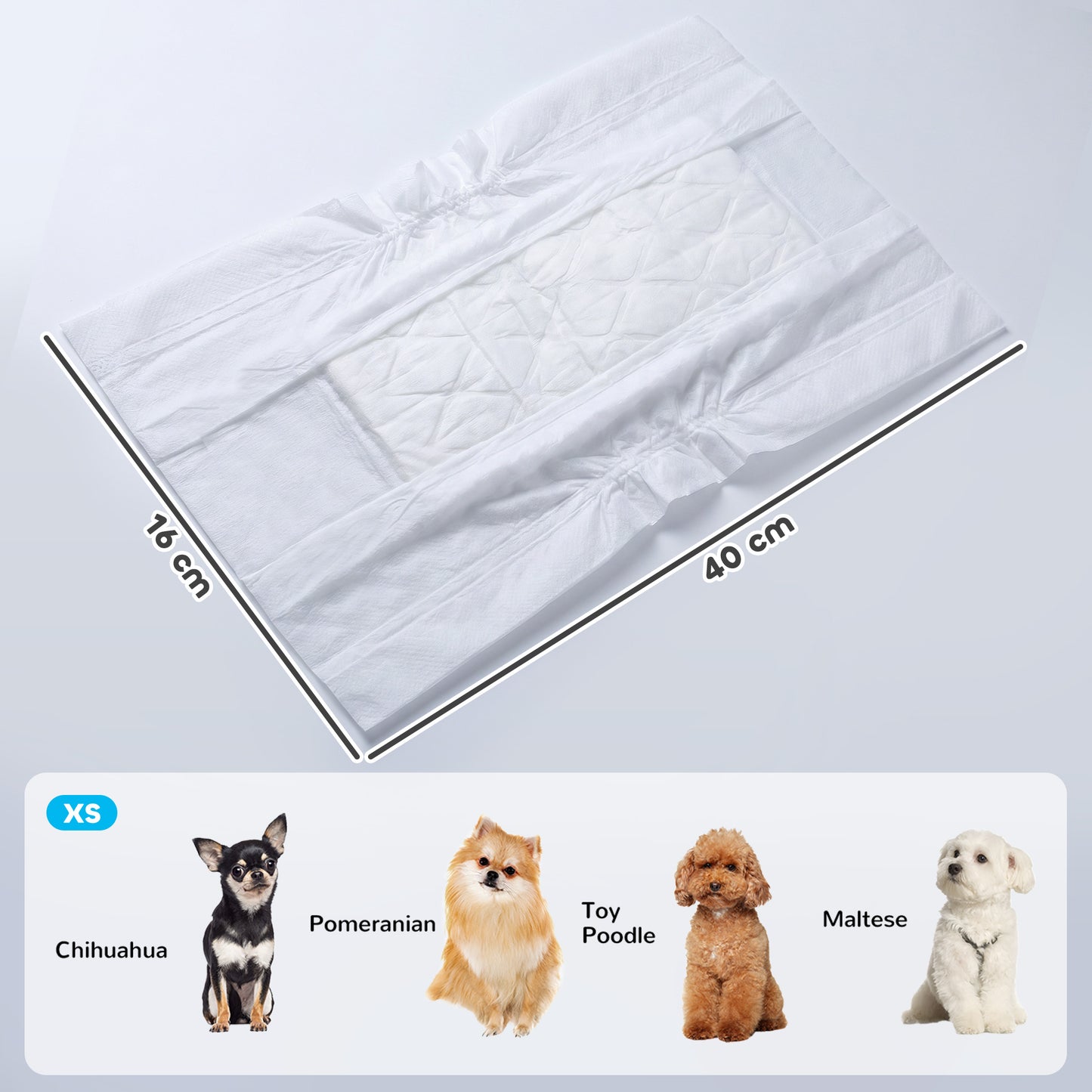 Dog Diapers Super Absorbent Leak-Proof Dog Nappies for Male Dogs Size XS 20-28 cm Waist