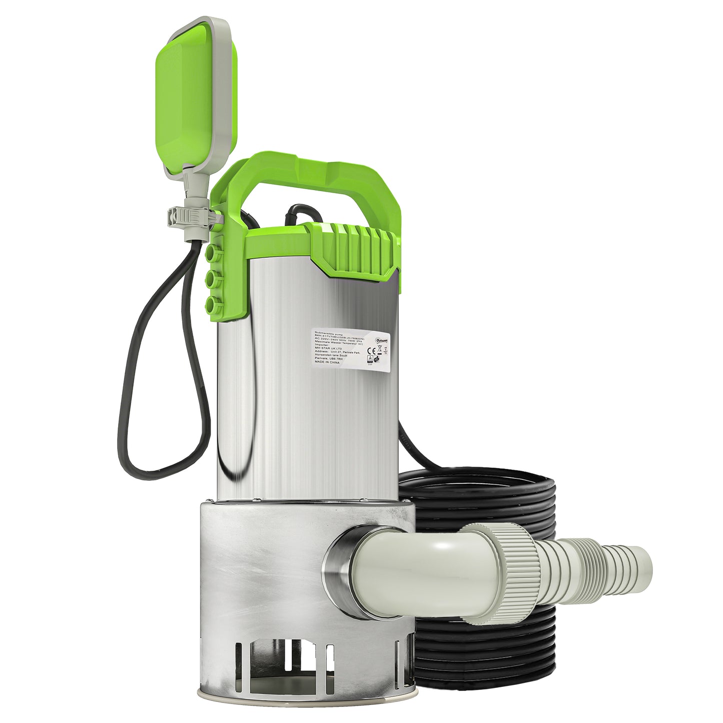 1100W Submersible Water Pump for Dirty/Clean Water, 18500L/H Electric Sump Pump with Float Switch