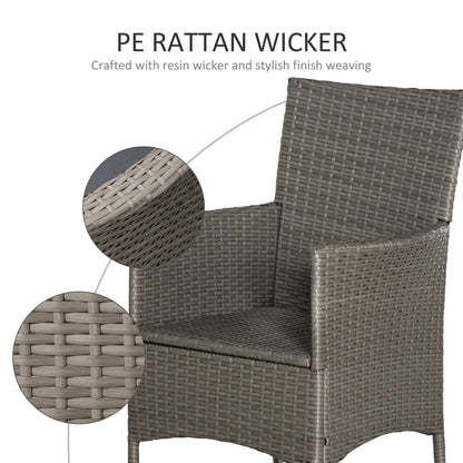 2 Pieces Outdoor PE Rattan Dining Chairs Set with Cushion, Garden Armchair with Armrests, High Backrest