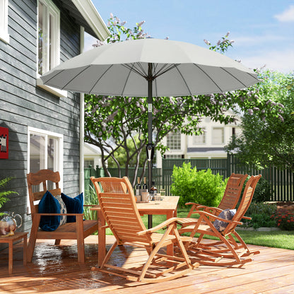 2 m Shanghai Garden Parasol Umbrella with 16 Fibreglass Ribs, Outdoor Parasol Sun Shade with Crank & Tilt, Light Grey