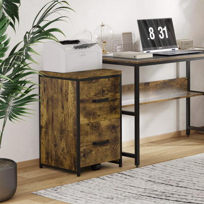 2-Drawer file Cabinet, Industrial filing cabinets for Home, Hanging File Folders, Vertical Home Office Organizer for A4 Size