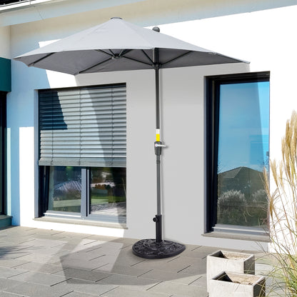 9kg Resin Parasol Base, Half Round Umbrella Stand with Floral Design for Garden, Outdoor, Suitable Umbrella Rod: Ø3.8cm