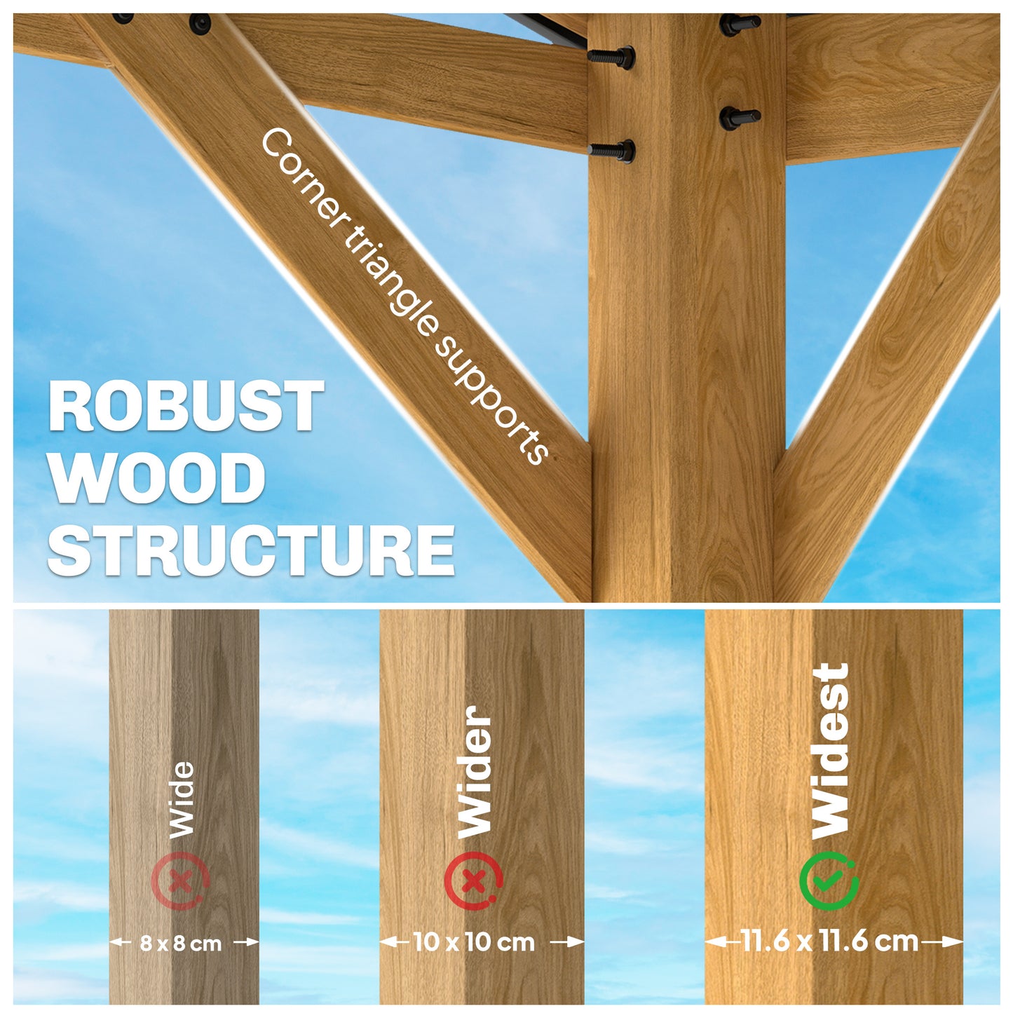 3.5 x 4 m Hardtop Gazebo Canopy with Galvanised Metal Roof, Fir Wood Frame and Hook for Patio, Garden, Black Grey