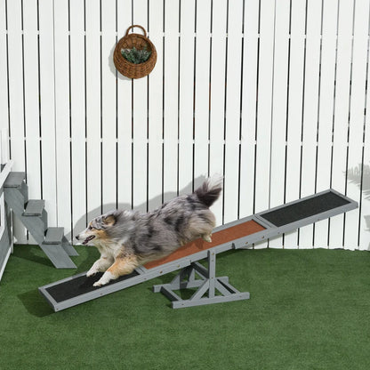 Wooden Pet Seesaw - Dog Agility Testing/Training Equipment with Anti Slip Surface