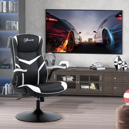 Ergonomic Swivel Gaming Computer Chair with Adjustable Height - Black / White