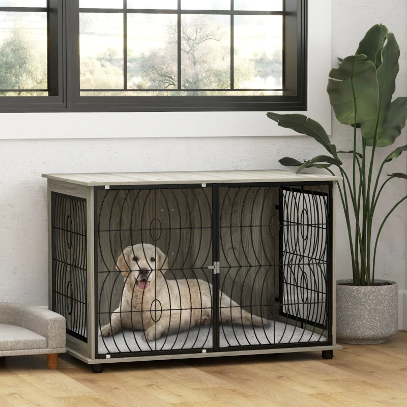 44.5" Modern Design Dog Crate / Cage End Table with Plush Removable Cushion