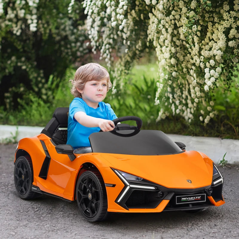 Revuelto Style 12V Ride on Car w/ Butterfly Doors Training Wheels, Suspension and Remote Control - Orange