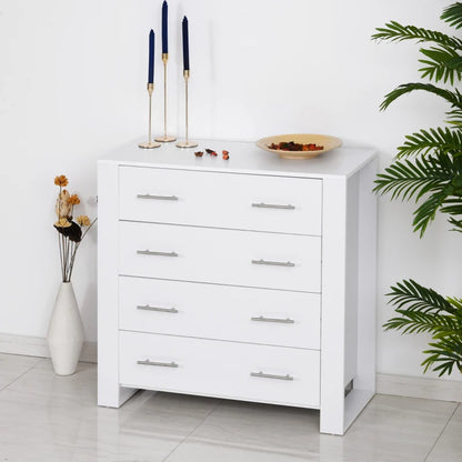 4-Drawer Chest of Drawers with Metal Handles and Open Square Feet Design