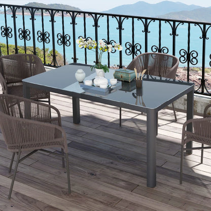 Aluminium Garden Table with Glass Tabletop - (Chairs not Included)