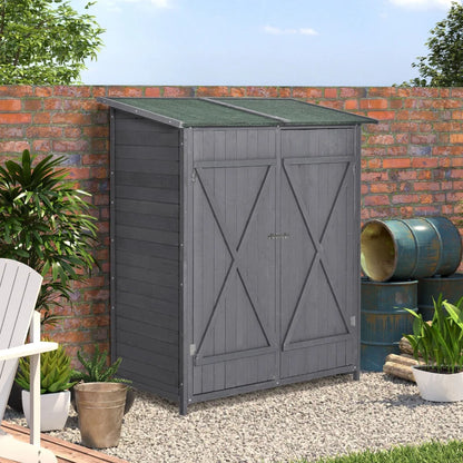 Slimline Wooden Shed Multifunctional Lockable Shed with Asphalt Roof