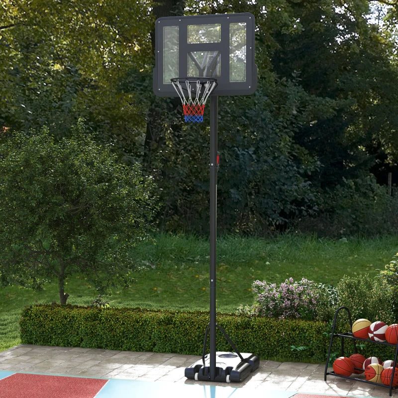 2.35-3.05m - Height Adjustable Basketball Hoop / Net with Dark Grey Backboard