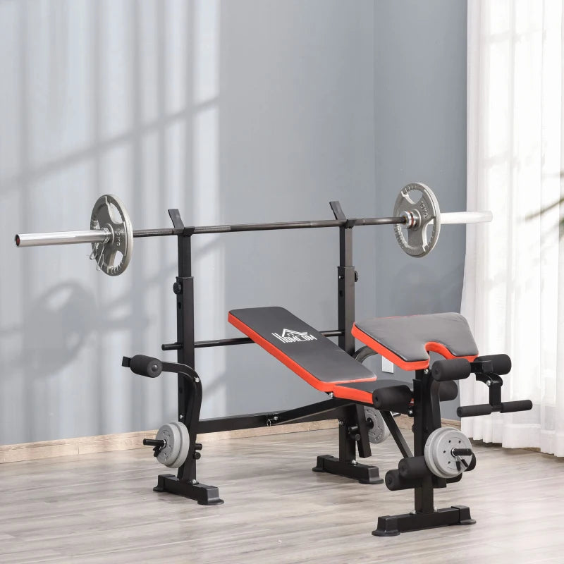 Multi-Functional - Adjustable Weight Bench with Leg Developer and Barbell Rack (Barbell & Weights not Included)