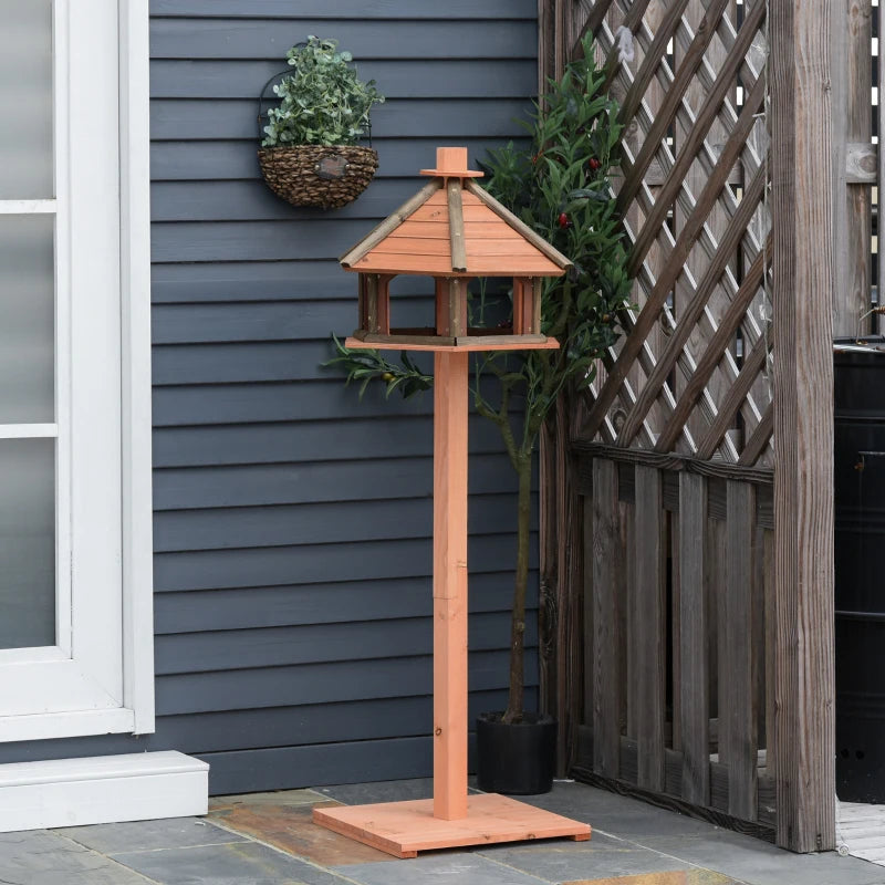 130cm Tall Wooden Bird Feeder / Play Stand with Roof for Outside Use