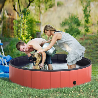 Dog / Pet Foldable Paddling Pool - Multi-Use - Bath/Grooming Tub, Sandbox, Ball Pit, Paddling Pool - Red