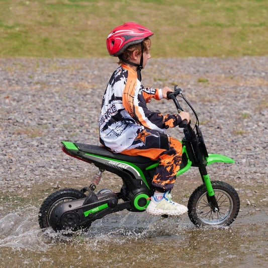 24V Electric Motorbike with Twist Grip Throttle and Horn for Kids - Green