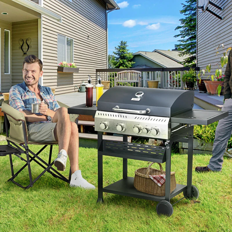 Gas 5 Burner BBQ with Side Prep Tables