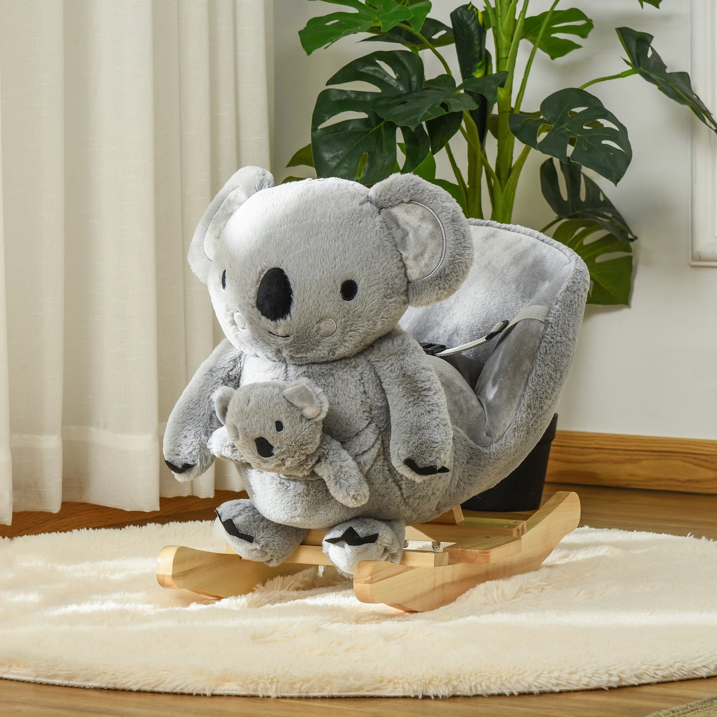 Toddlers Rocking Horse Koala Bear Design with Wooden Base and Glove Toy Included