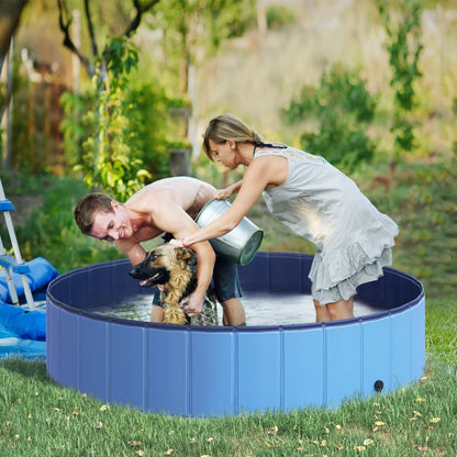 Dog / Pet Foldable Paddling Pool - Multi-Use - Bath/Grooming Tub, Sandbox, Ball Pit, Paddling Pool - Blue