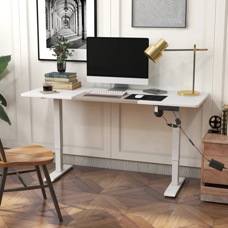 Adjustable Electric Standing Desk with LED Display Controls & Wooden Countertop - 72-116cm - White