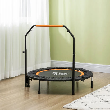 40" Foldable Mini Exercise Trampoline / Rebounder with Large Adjustable Handlebar - Black / Orange