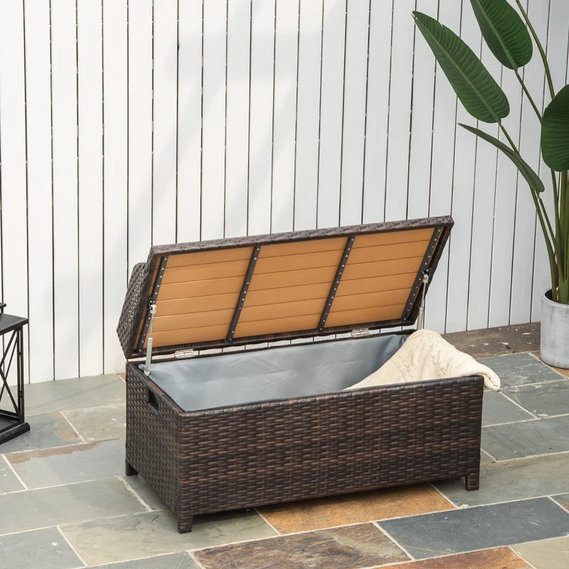 Rattan Ottoman Storage Bench - with Zip-Up Lining