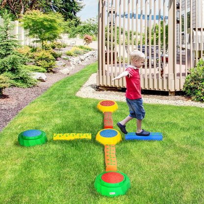 8-Piece Stepping Stone and Balance Beam Set with Anti-Slip Surface & Bottom