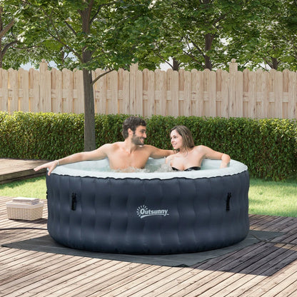 Round Hot Tub Inflatable Outdoor Bubble Spa Pool with Pump, Cover and Filter Cartridges - Navy