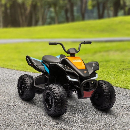 12V Quad Bike, with Music, Headlights, MP3 Slot and Suspension, for Ages 3-8 Years - Black