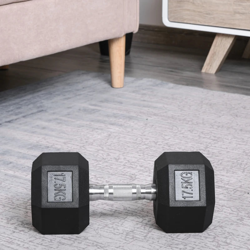 Strength Training Rubber Hex Dumbbell Set of 2x 17.5kg