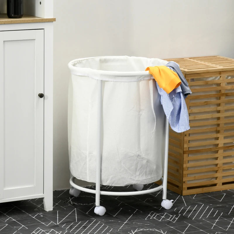 100L Large Capacity - Rolling Laundry Bin with Steel Frame and Removable Lining