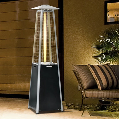 Pyramid Patio Gas Heater Garden Tower with Wheels, Dust Cover, Regulator and Hose