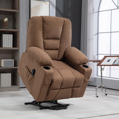 Oversized Riser and Recliner Armchair with Side Pockets, Remote Control and Drink Holders