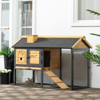 Home Style Rabbit Hutch with Ramp and Asphalt Roofing