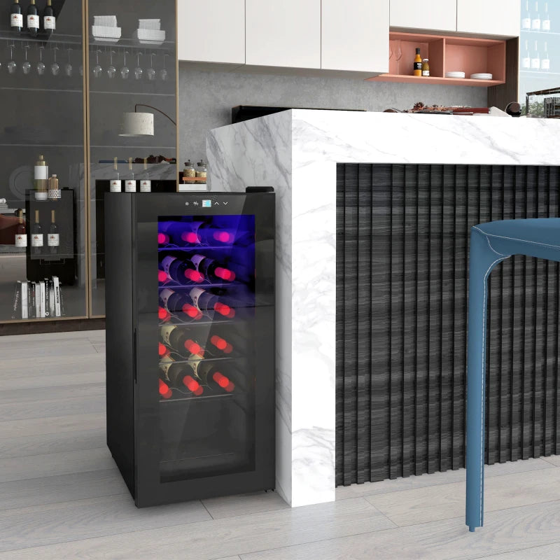 18 Bottle - Undercounter Wine Cooler / Fridge with Digital Touch Screen Temperature Control & LED Light