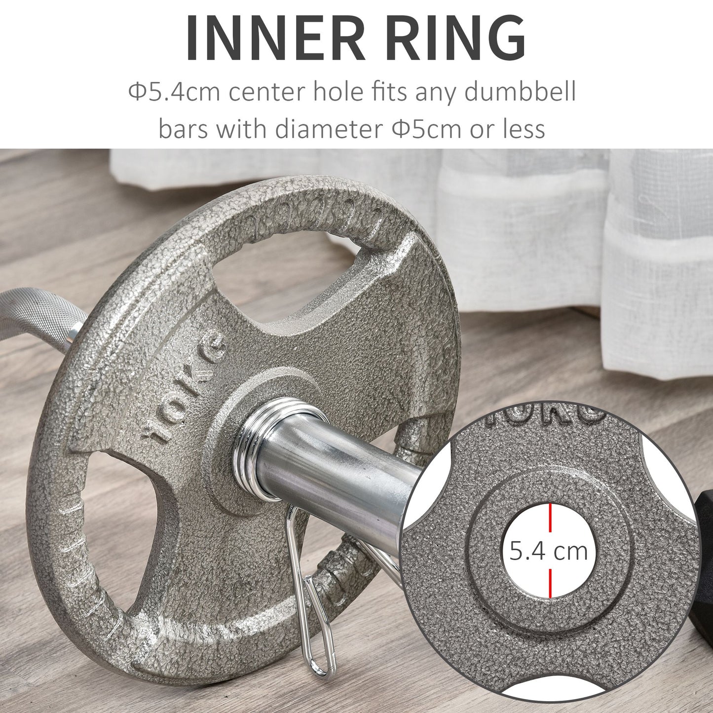 Set of 2 Cast Iron Weight Plates for 2 inch/5cm Hole Dumbbell Handle Bar, 20kg Dumbbell Plates Barbell Weight 2 x 10kg