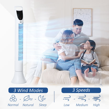 36" Freestanding Tower Fan, Pedestal Fan with 3 Speed 3 Mode, 7.5h Timer, 70 Degree Oscillation, LCD Panel