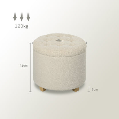 40.5L Teddy Fleece Storage Ottoman - Cream White