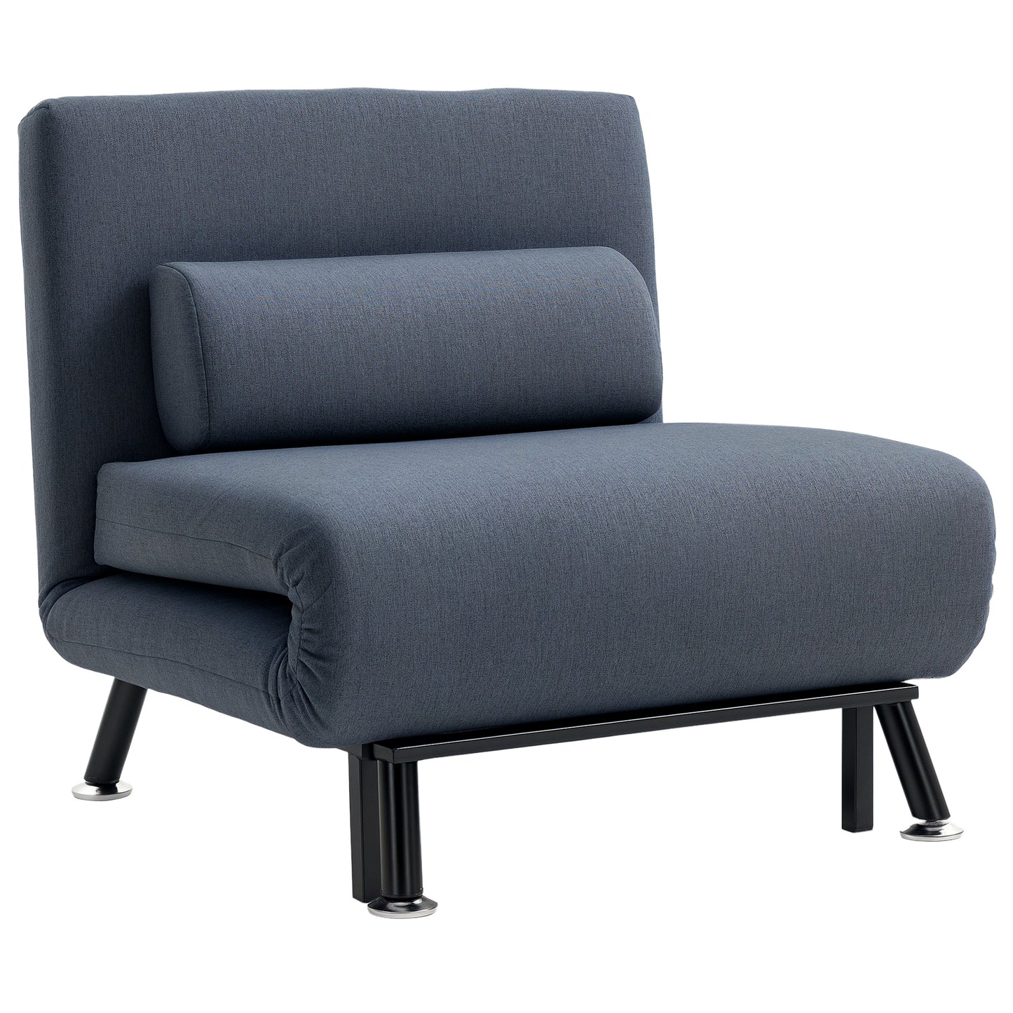 Single Sofa Chair Bed, Linen Fabric 3-in-1 Convertible Sleeper Chair with 5-Position Adjustable Backrest, 75cm Wide Seat