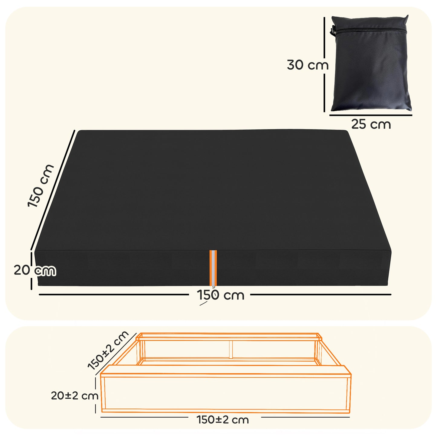 Sandbox Cover, Square Sandpit Cover Waterproof Dustproof UV Protection, Sandbox Canopy with Drawstring and Elastic Band