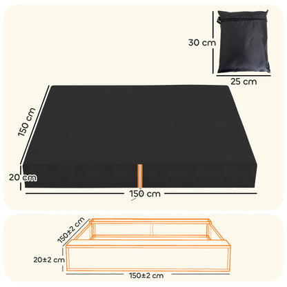Sandbox Cover, Square Sandpit Cover Waterproof Dustproof UV Protection, Sandbox Canopy with Drawstring and Elastic Band