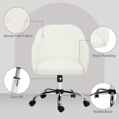 46-56 cm Velvet-feel Office Chair - Cream