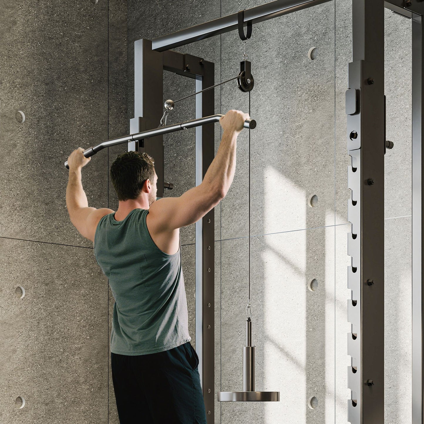 Weight Pulley System, Cable Pulley System for Home Gym, Cable Machine LAT Pull Down Attachment for Biceps Curl, Tricep