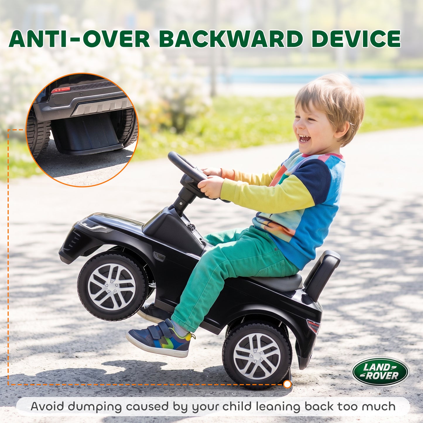 Land Rover Licensed Toddler Ride on Car with Horn, Engine Sounds, Under-Seat Storage, for 18-36 Months, Black