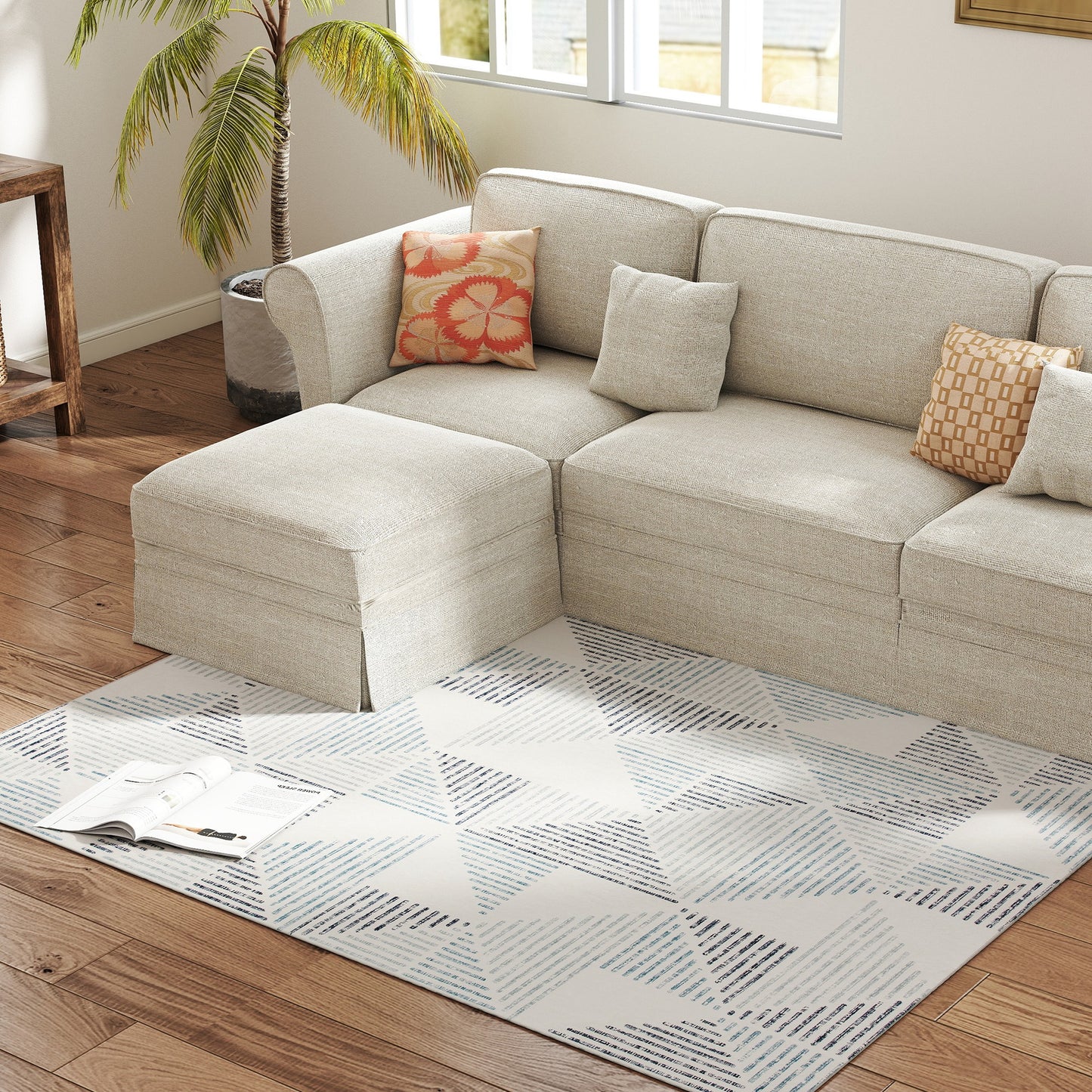 Modern Area Rug, Geometric Pattern Non-Slip Washable Rug, Soft Floor Carpet for Living Room, Bedroom, Dining Room