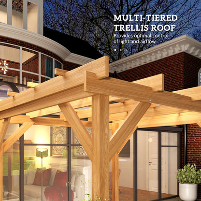 2 x 2 m Wooden Pergola Kit, Decorative Garden Gazebo Shelter with Stable Structure for Climbing Vines, Flowers, Dark Brown