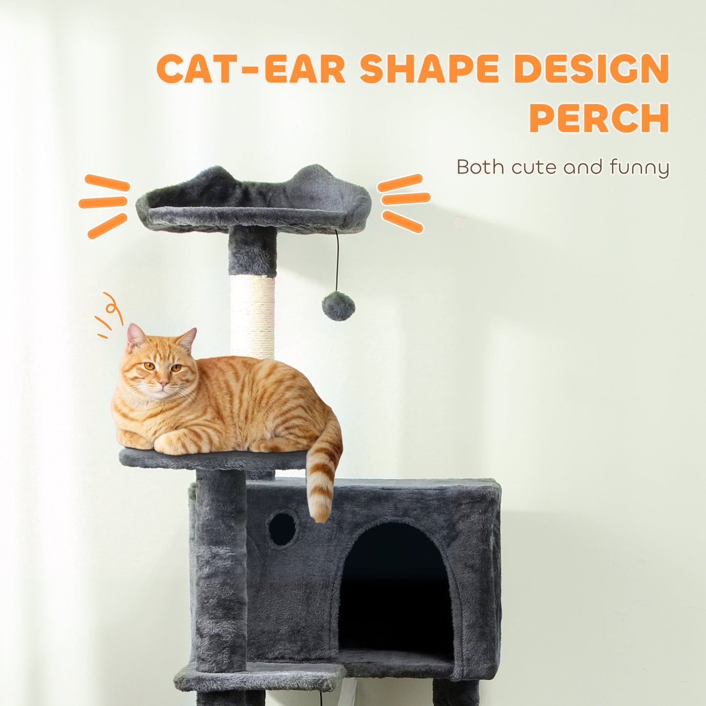 180cm Large Cat Tree Tower with Sisal Scratching Posts, Condos, Plush Perches, Hammock, Ladder, Dark Grey