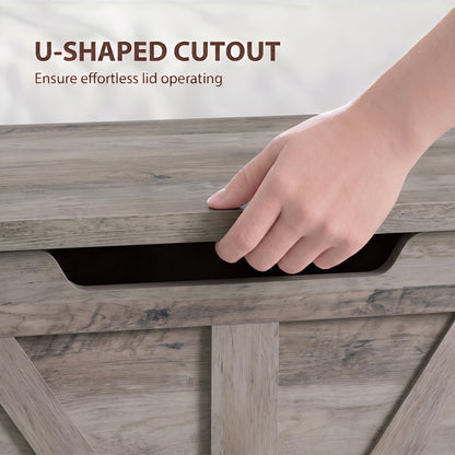 100L Home Storage Box, with Safety Hinge - Grey Wood-Effect