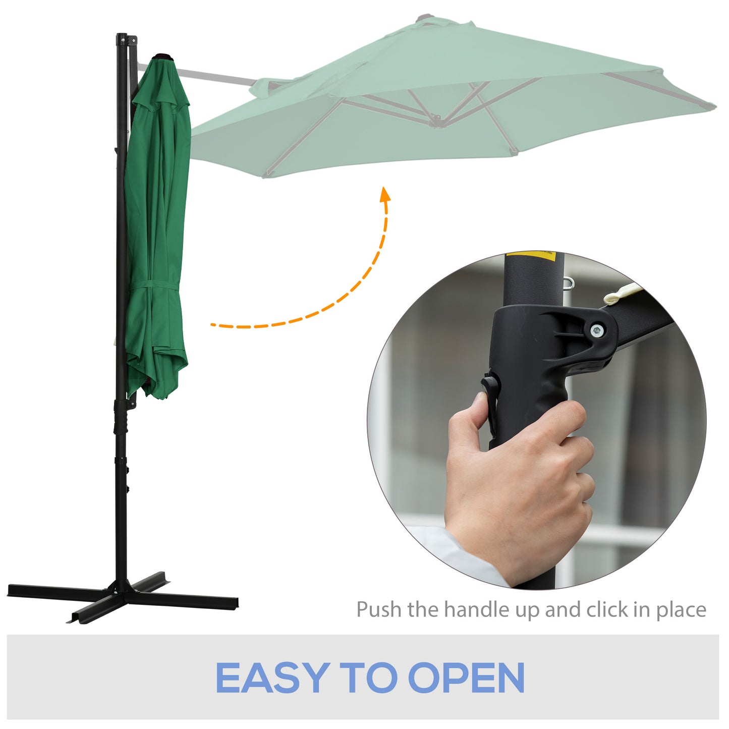 2.5M Garden Cantilever Parasol, Offset Roma Patio Umbrella Hanging Sun Shade Canopy Shelter