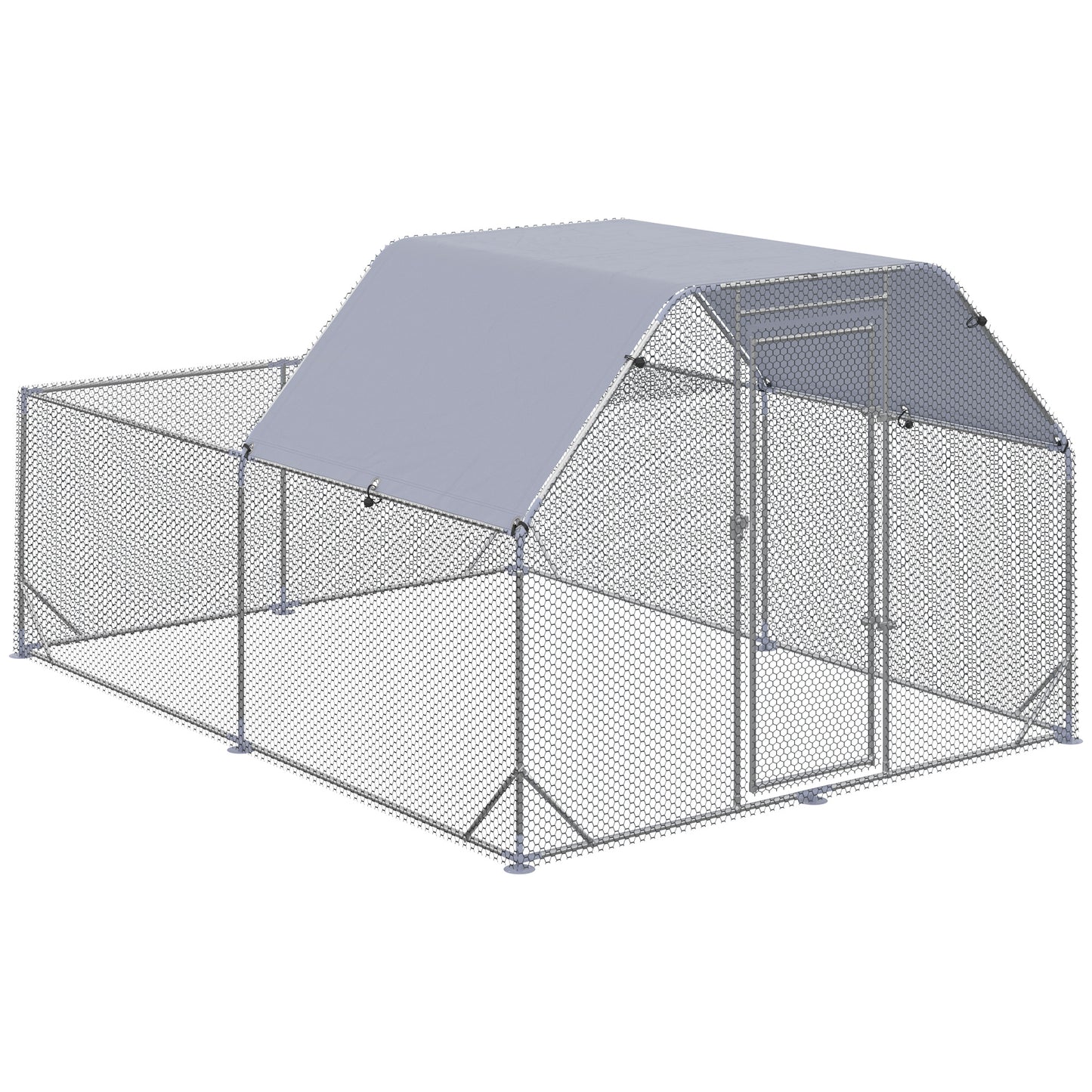 Walk In Chicken Run Chicken Coop with Roof Outdoor for 10-12 Chickens, Hen House, Duck Pen, 2.8 x 3.8 x 2 m