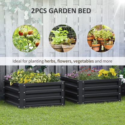 Set of Two 60 x 60cm Steel Planter Boxes - Grey